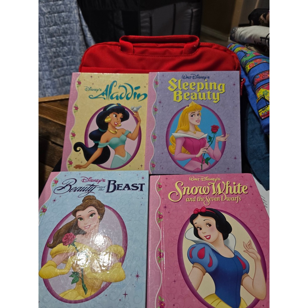 Disney Princess Hardcover Book Lot of 4 Aladdin Sleeping Beauty Belle Snow White